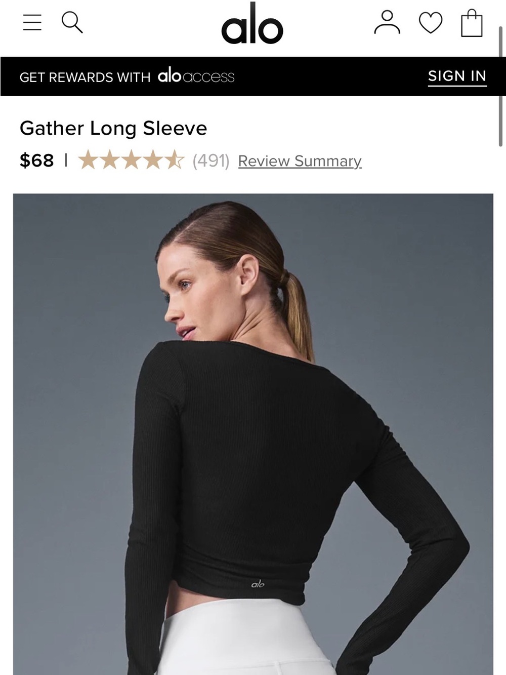 ALO Yoga Gather Long Sleeve Top - Black
